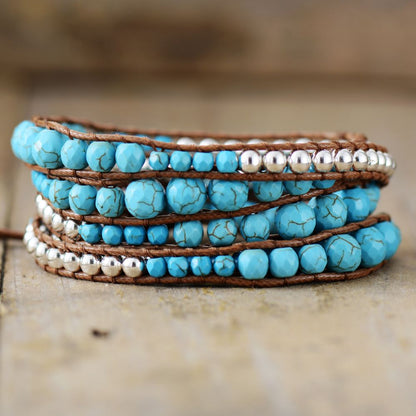 Ethnic Turquoise Wrap Bracelet