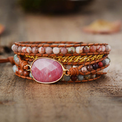 chain bracelet rhodonite bracelet jasper jewelry