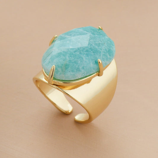 big gemstone ring gold ring 