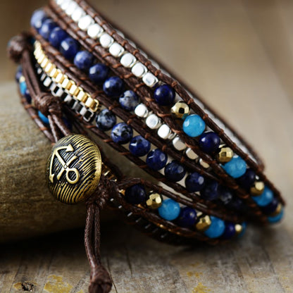 Ethnic Blue Chic Wrap Bracelet